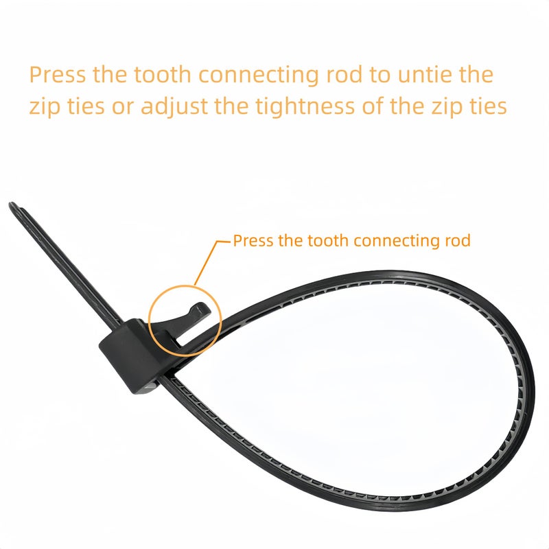 HOTUN 100 Pcs Reusable Releasable Adjustable Nylon Cable Zip Ties(14 Inch,Black) - Image 4